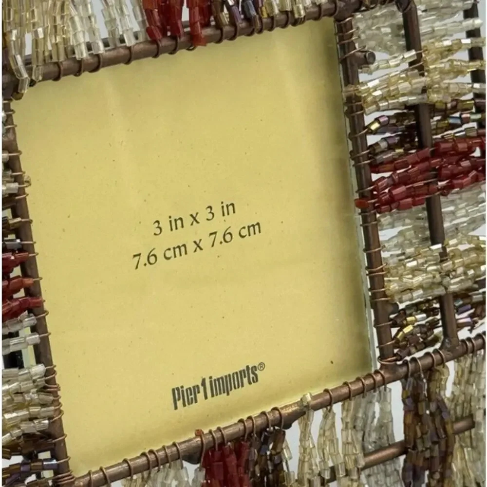 Pier 1 Imports Vtg Gold Silver Red 3x3